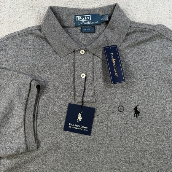 Polo Ralph Lauren Other - Polo Ralph Lauren Shirt Mens Large Grey Interlock Custom Fit Pony Cotton NEW